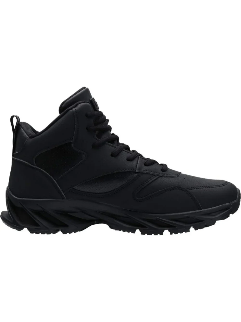 Joomra Men's All Black Rubber Leather High Top Athletic Inspired Lace Up Sneaker
